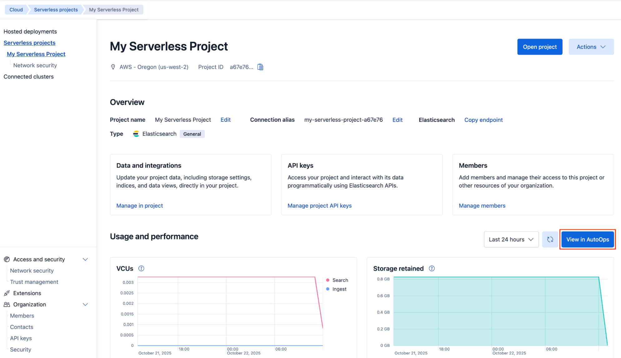 Screenshot showing the View in AutoOps button Screenshot showing the View in AutoOps button