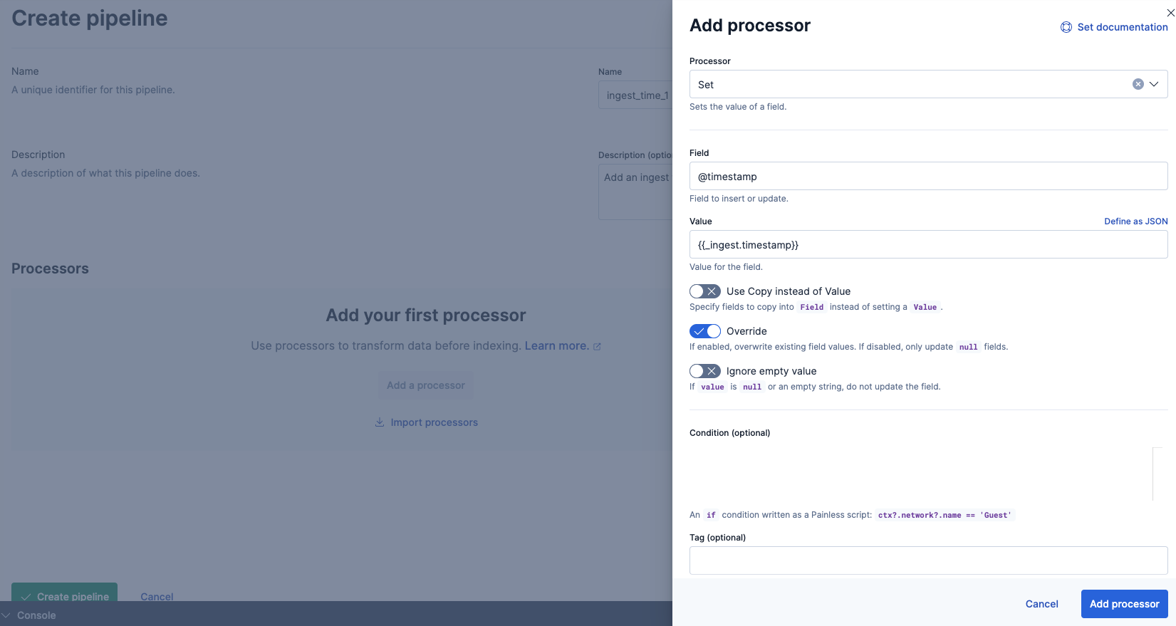 Create ingest pipeline Create ingest pipeline