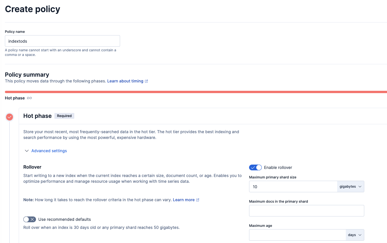 Create policy page Create policy page