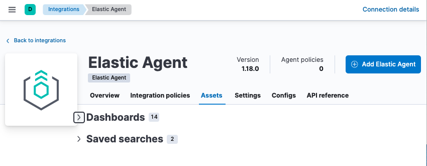 Screen capture of Elastic Agent monitoring assets Screen capture of Elastic Agent monitoring assets