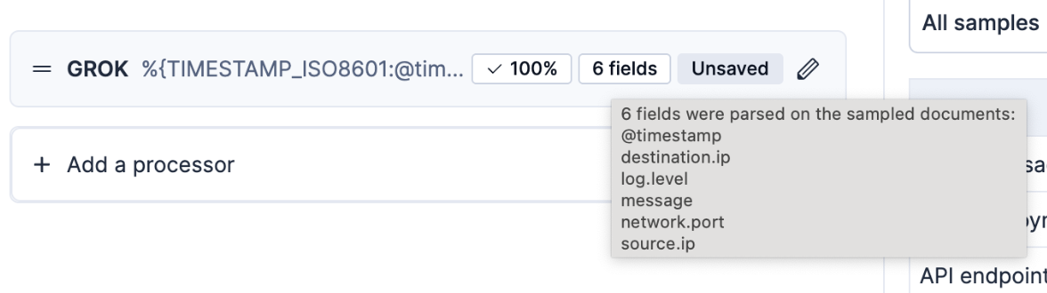 Screenshot showing field stats