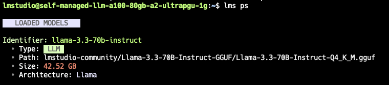 The CLI message that appears after running lms ps The CLI message that appears after running lms ps