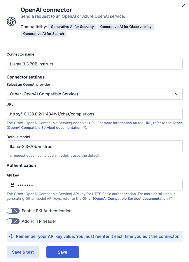The OpenAI create connector flyout The OpenAI create connector flyout