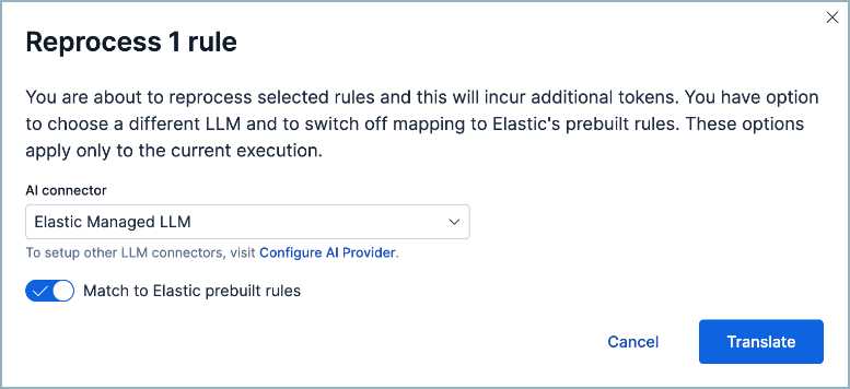 The reprocess rule modal The reprocess rule modal